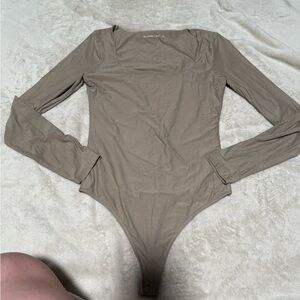 Abercrombie & Fitch Taupe Seamless Long Sleeve Bodysuit